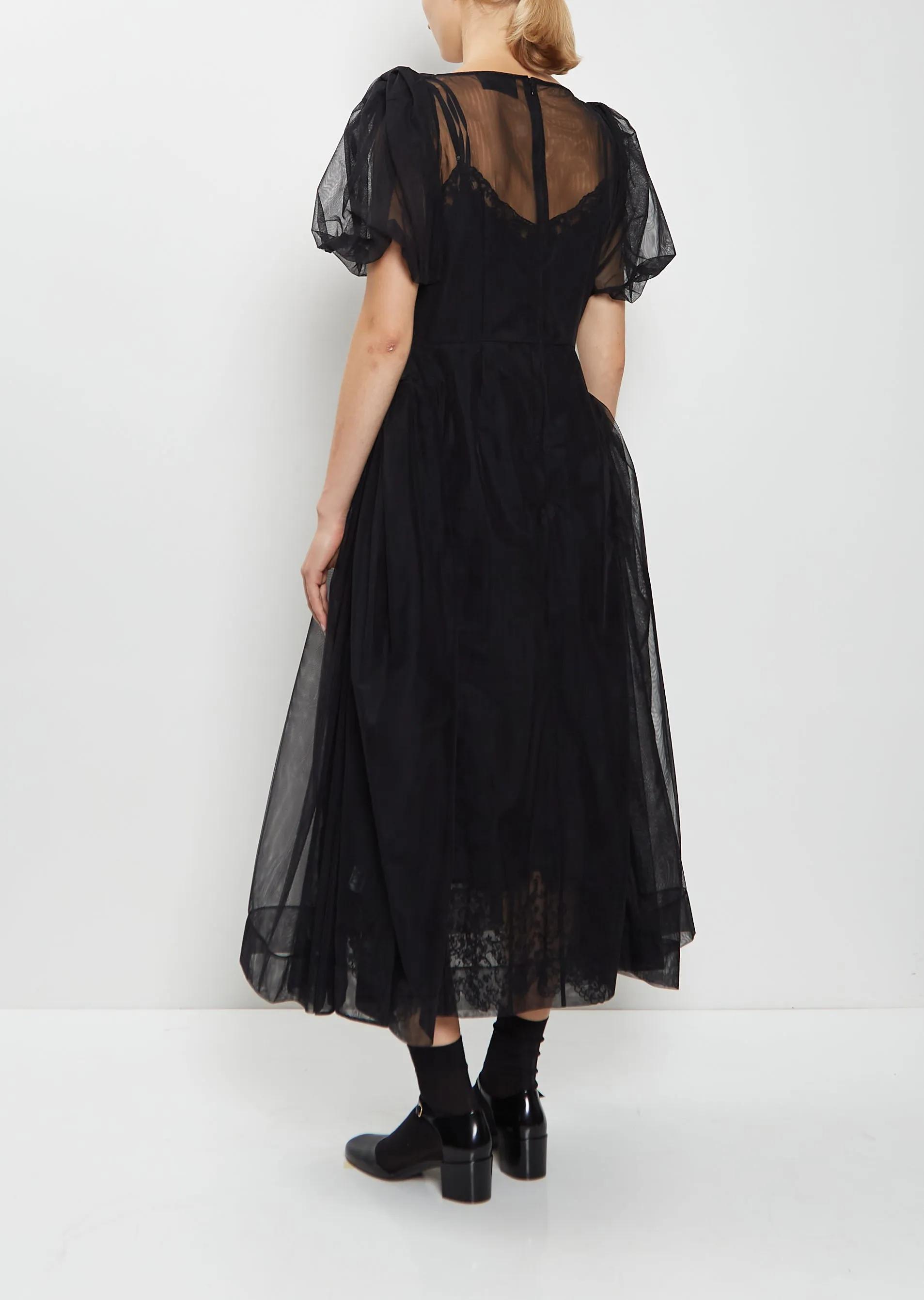Bow Puff Sleeve Hip Detail Tulle Dress sold by La Garconne product image thumbnail 3