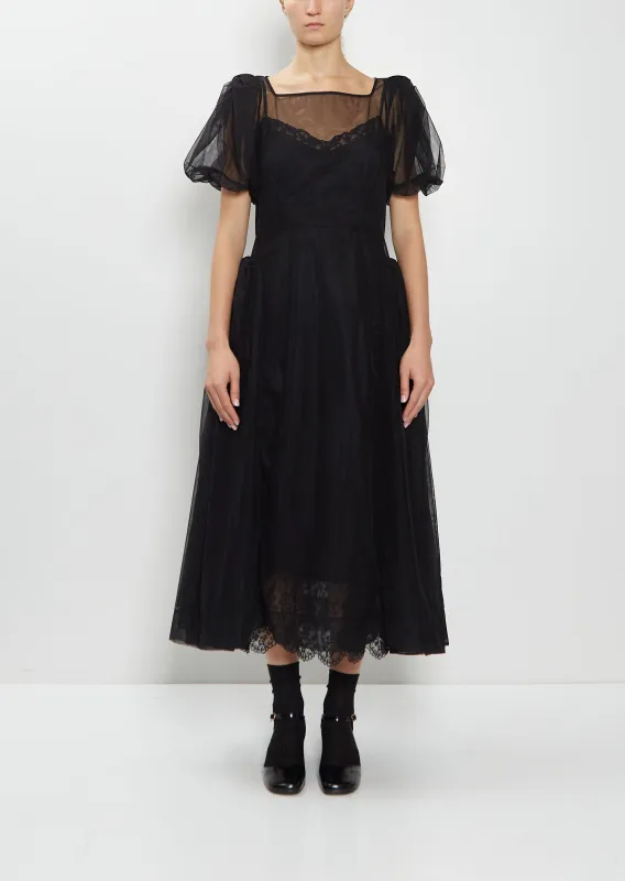 Bow Puff Sleeve Hip Detail Tulle Dress made by Simone Rocha