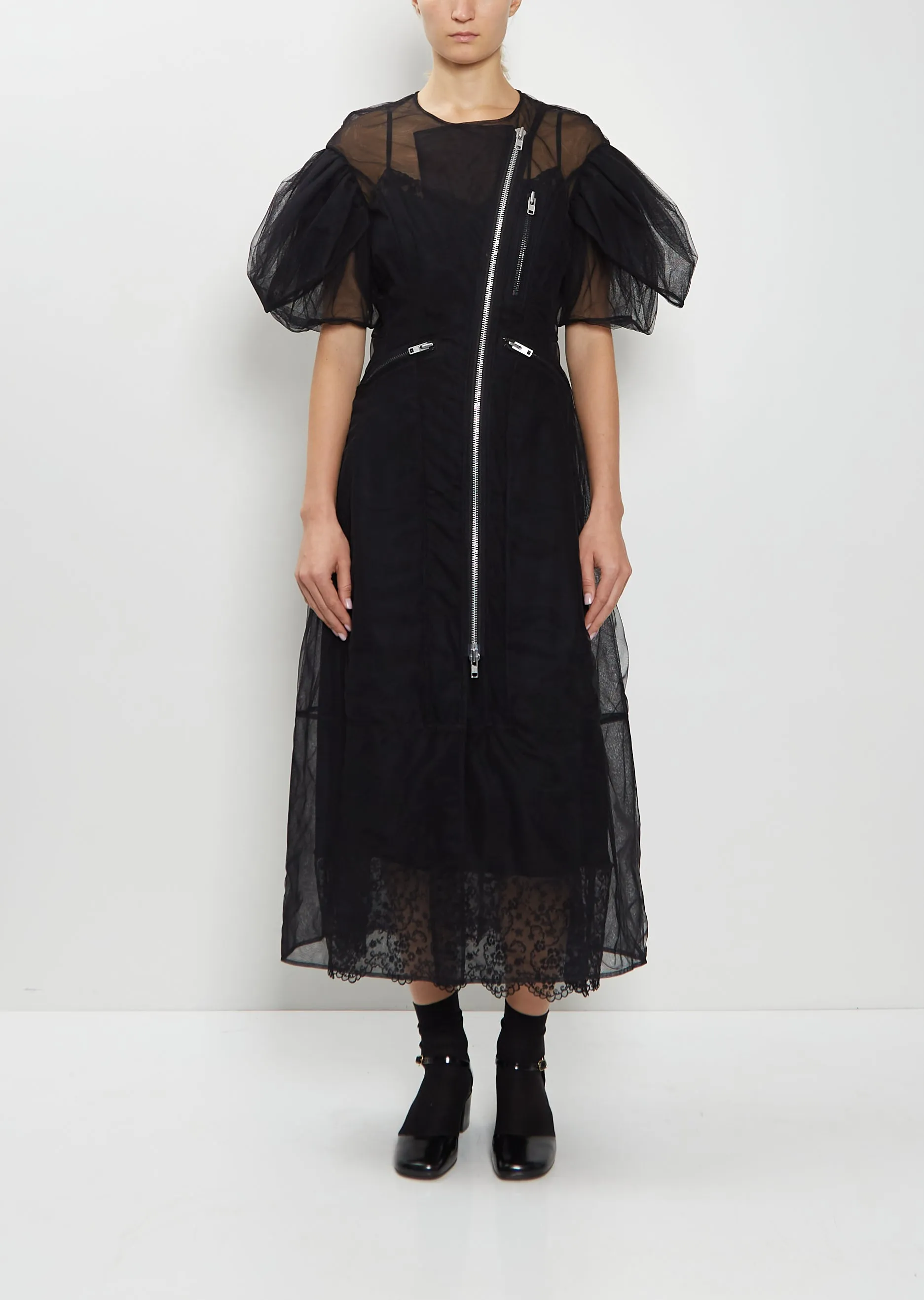 Petal Sleeve Sheer Tulle Biker Dress sold by La Garconne