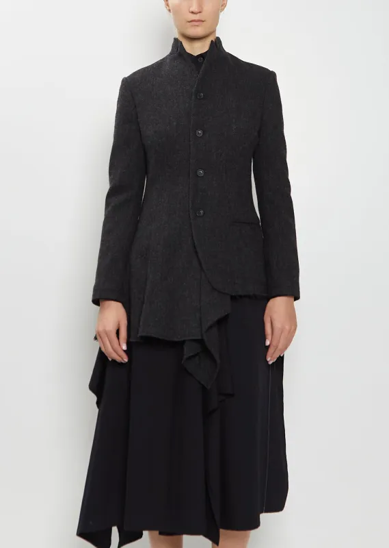 Stand Collar Wool Tweed Jacket sold by La Garconne