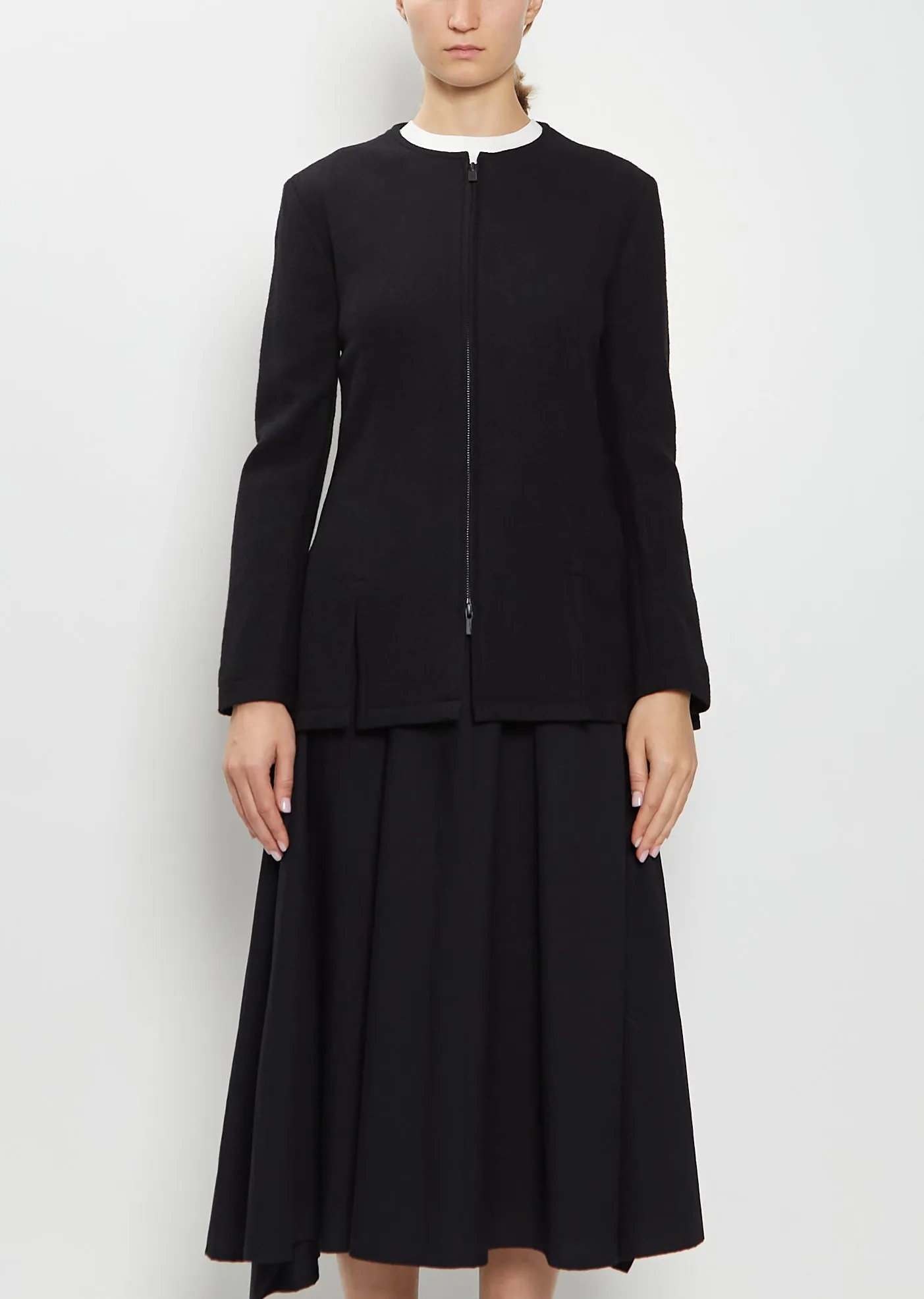 Front Zip Tailored Wool Jacket sold by La Garconne