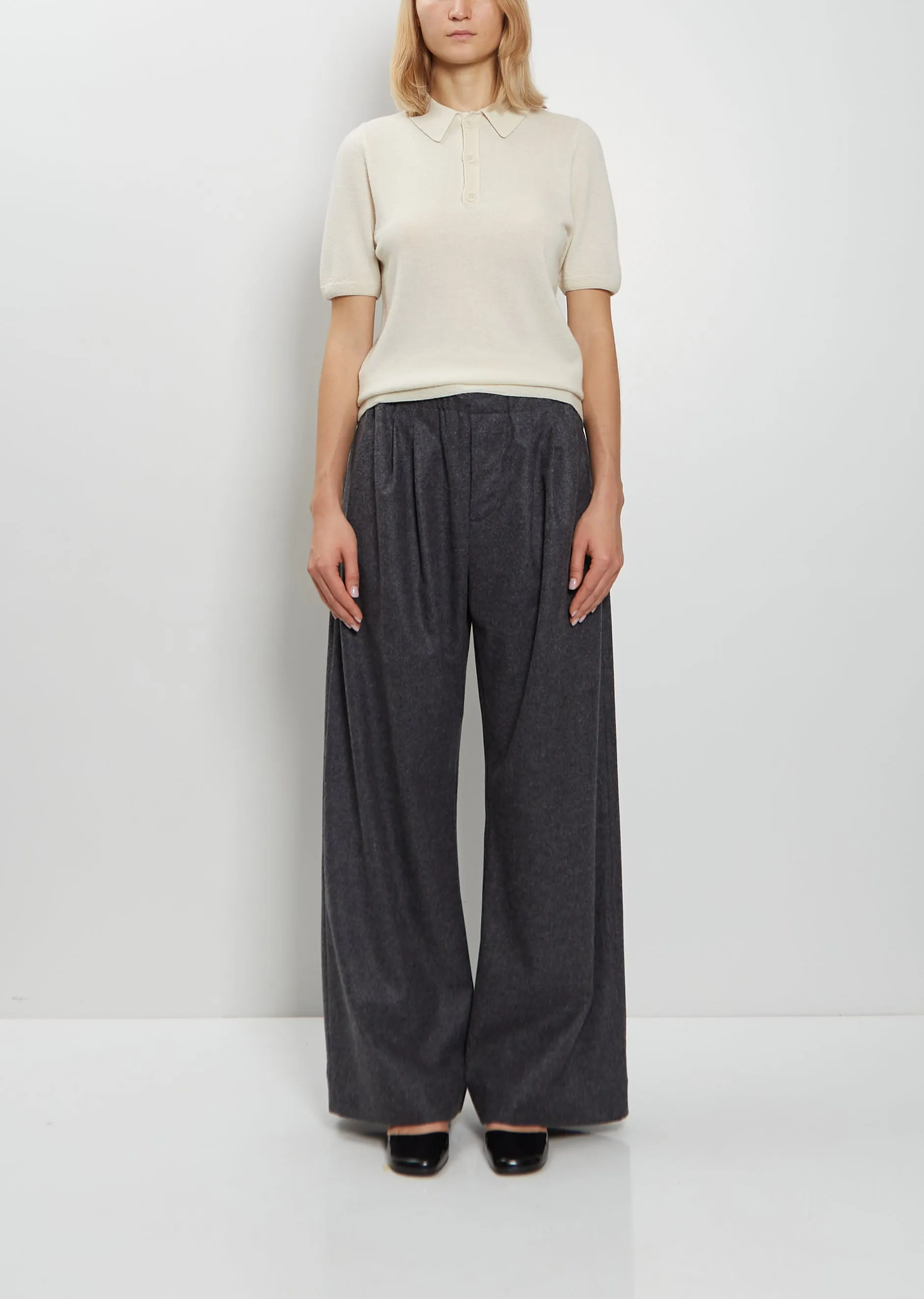 Trace Pleated Felted Wool Trousers sold by La Garconne