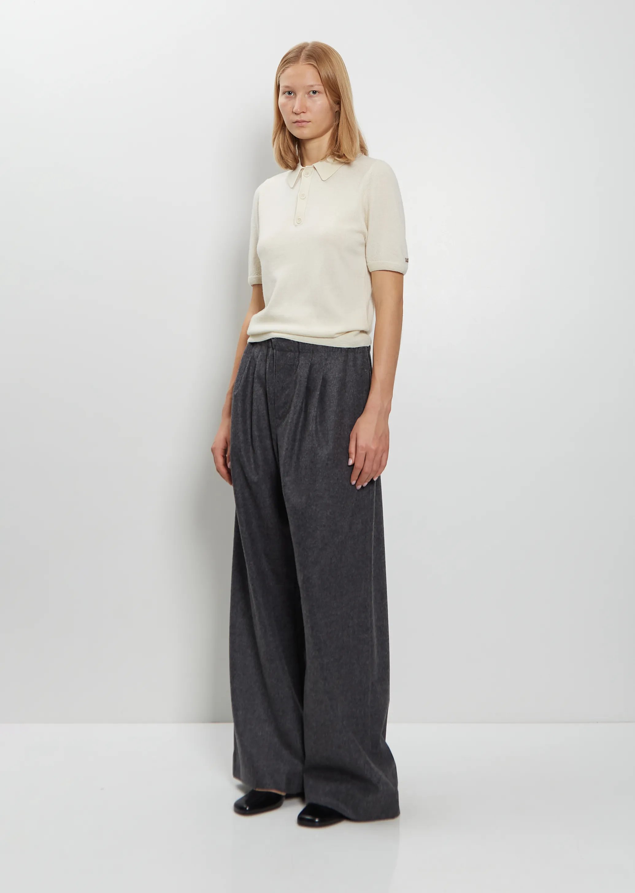 Trace Pleated Felted Wool Trousers sold by La Garconne product image thumbnail 4