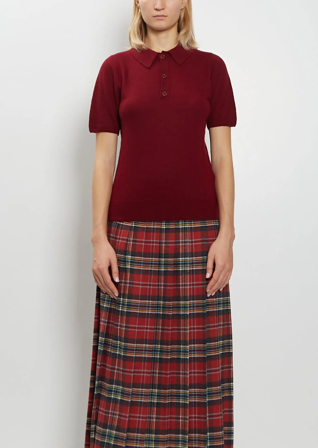 Josh Felted Cashmere Polo — Burgundy sold by La Garconne