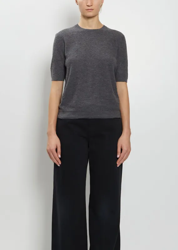 Marika Cashmere Top — Medium Grey Melange sold by La Garconne