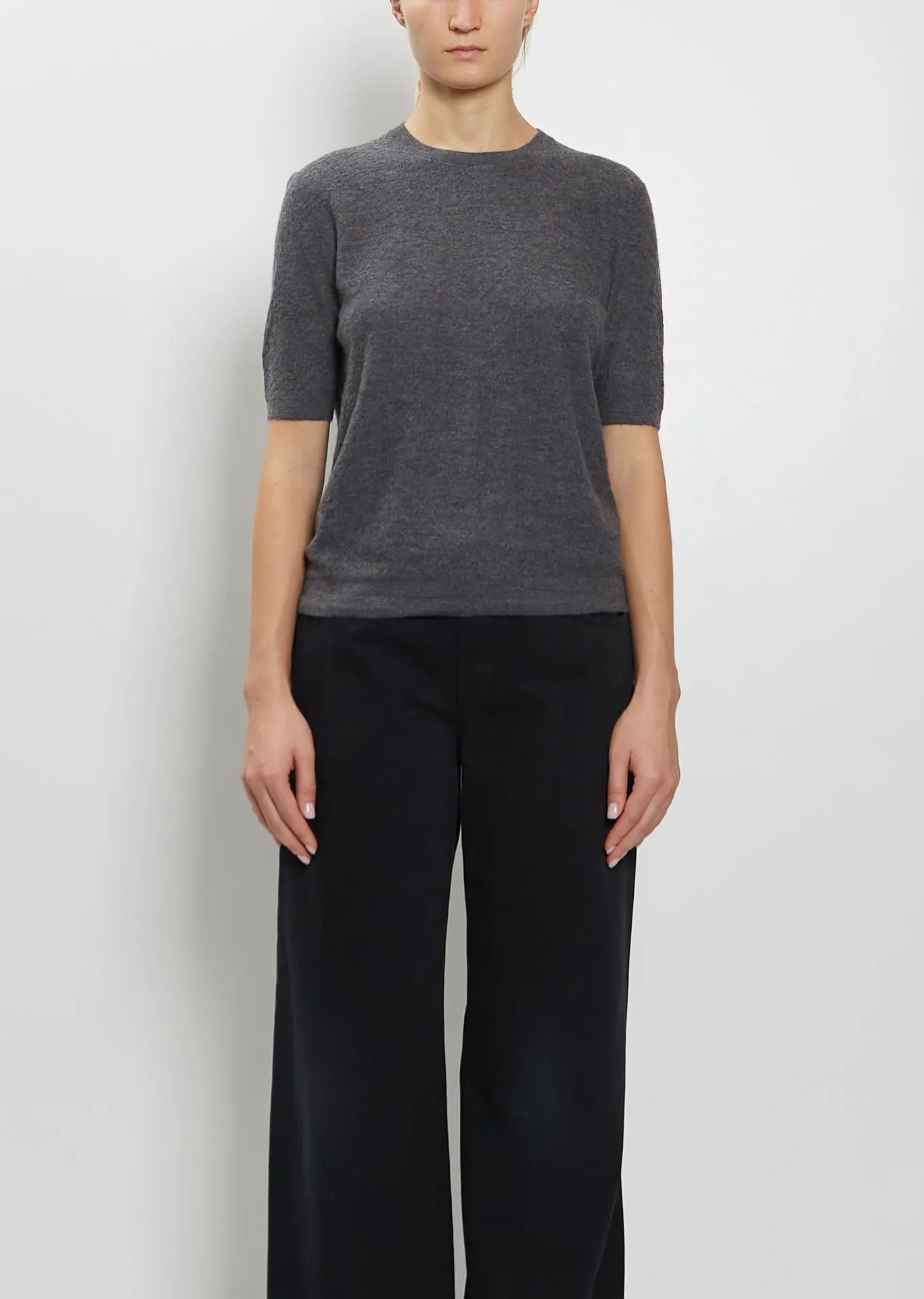 Marika Cashmere Top — Medium Grey Melange sold by La Garconne