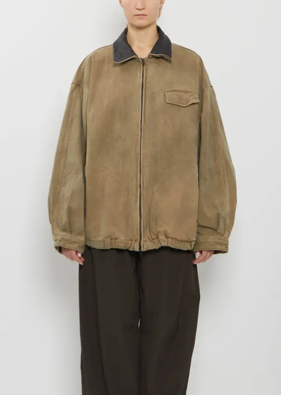 Cotton Whip Chord Vintage Zip Jacket — Khaki sold by La Garconne