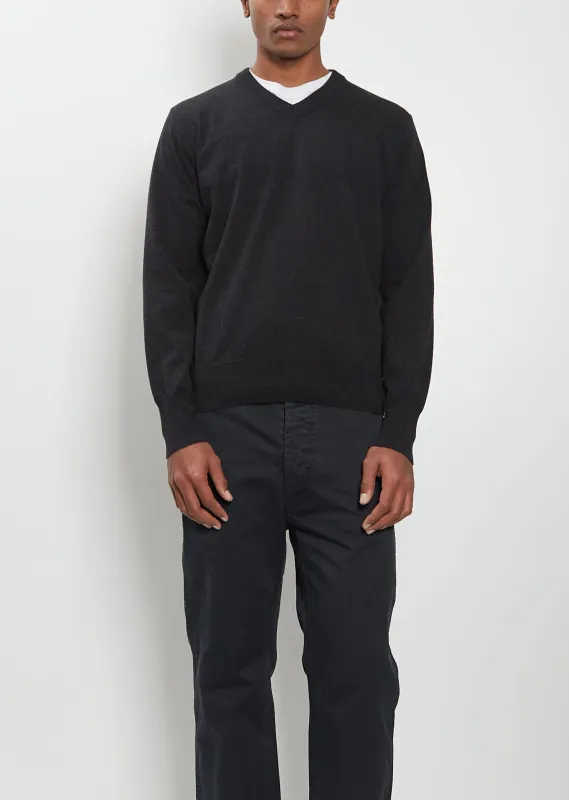 High Twist Wool Knit V-Neck Sweater sold by La Garconne