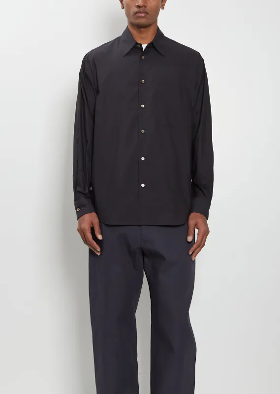 Regular Cotton Silk Shirt — Squid Ink sold by La Garconne