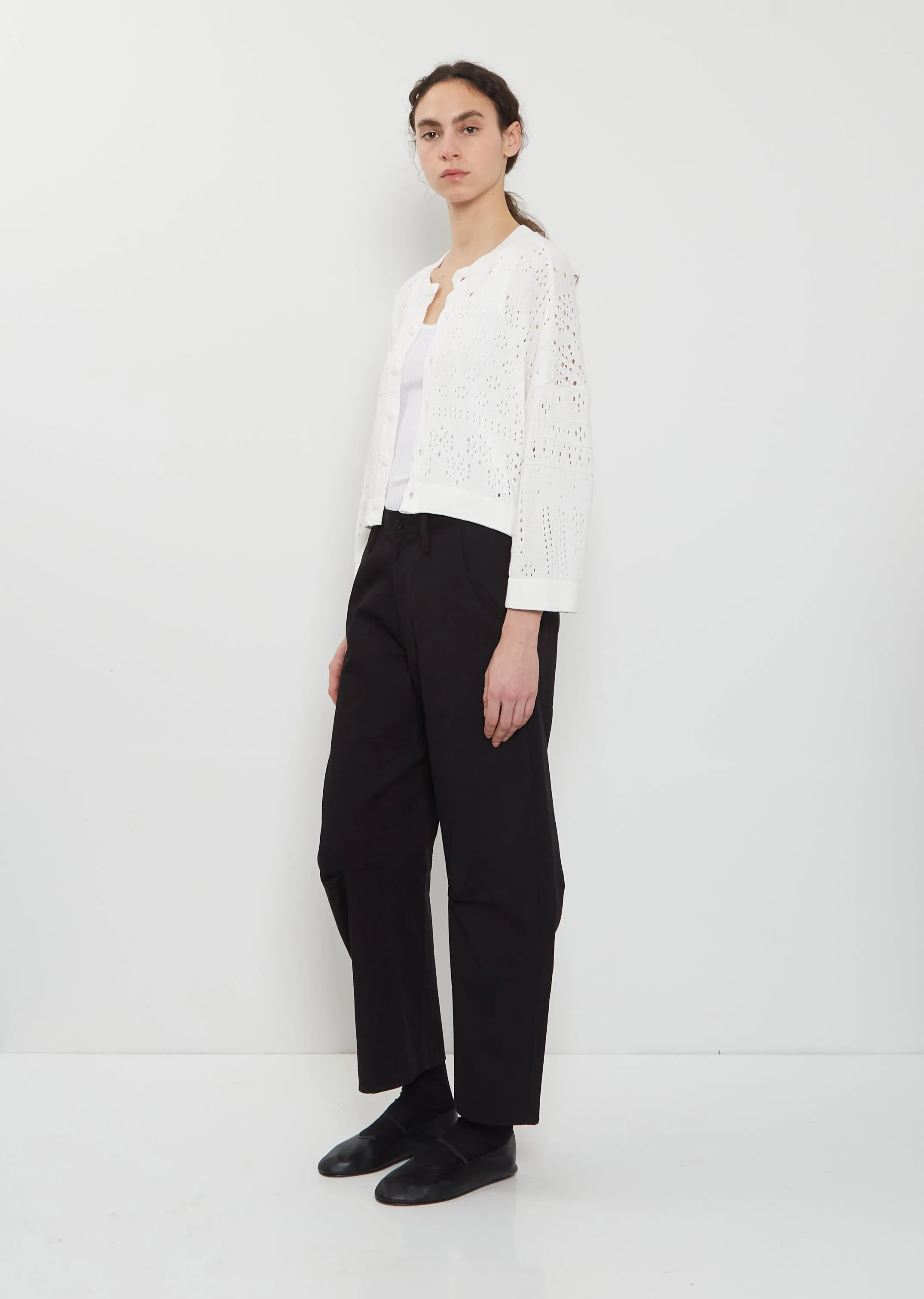 Cropped Cotton Knit Cardigan — White sold by La Garconne product image thumbnail 4