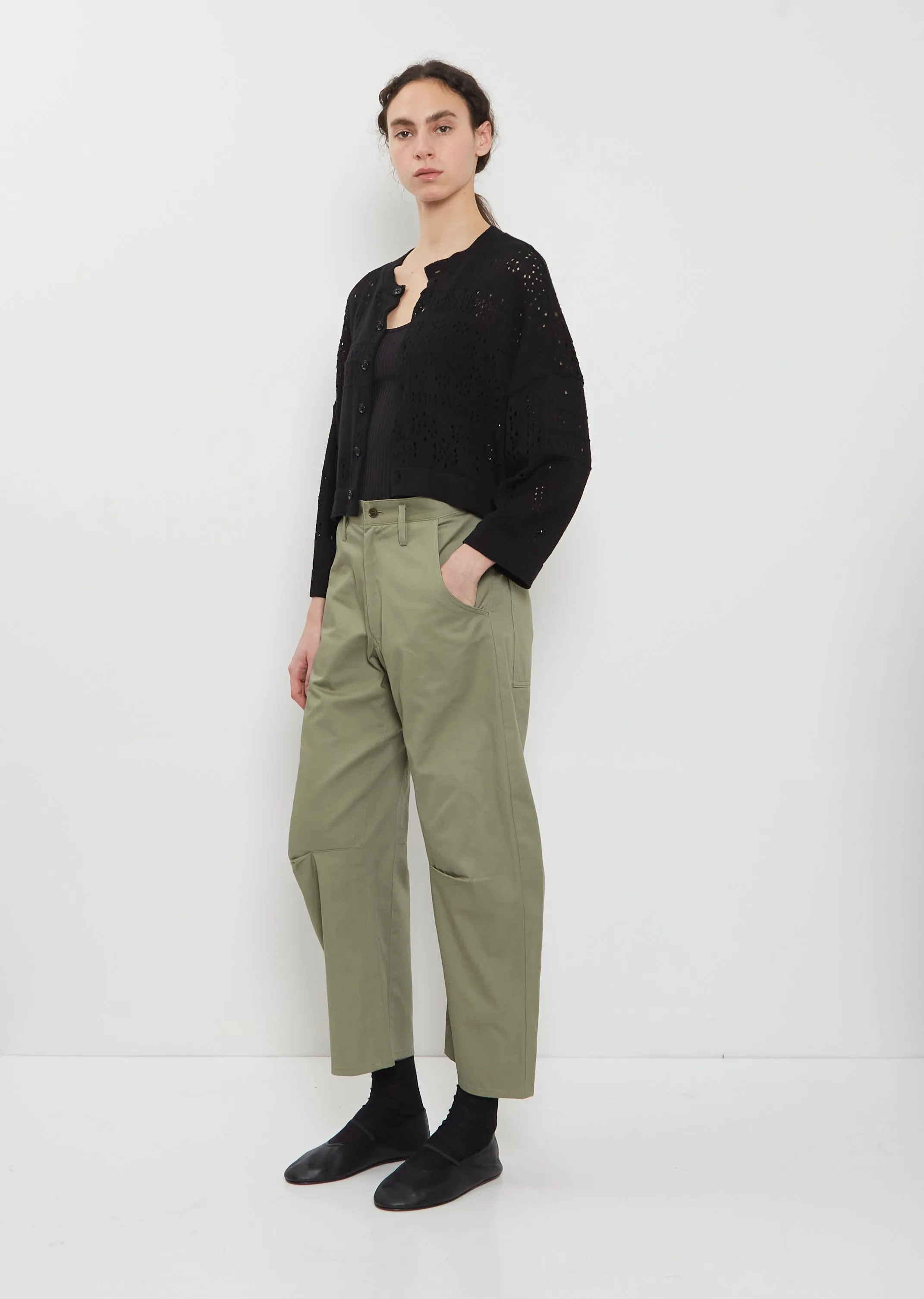 Cropped Cotton Knit Cardigan — Black sold by La Garconne product image thumbnail 4