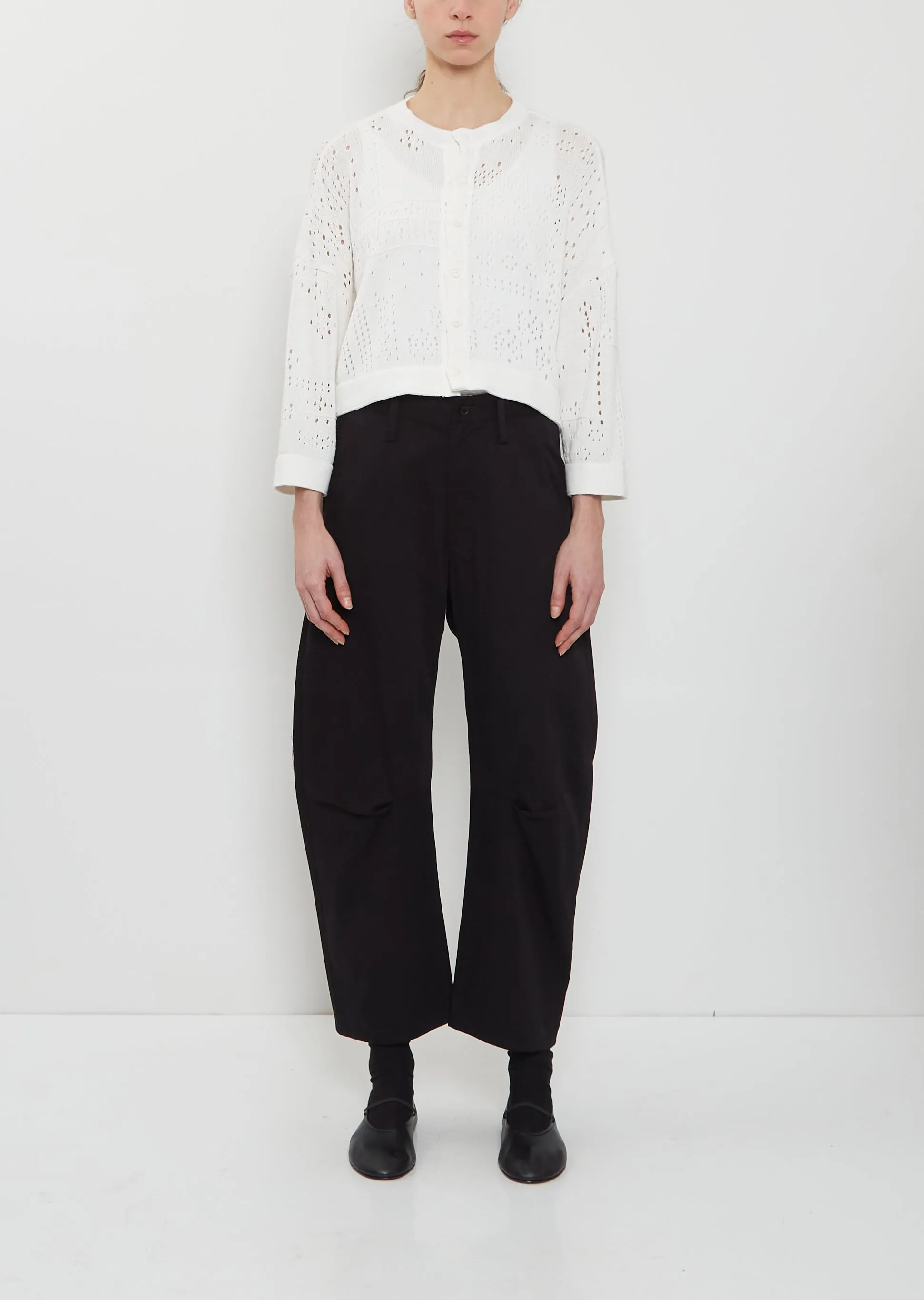Cotton Twill Wide Pants — Black sold by La Garconne