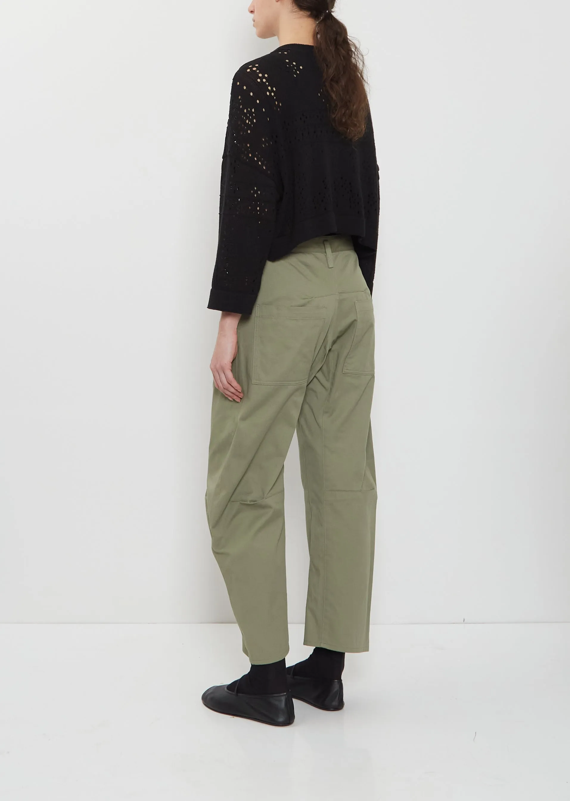 Cotton Gusset Wide Pants — Khaki sold by La Garconne product image thumbnail 3