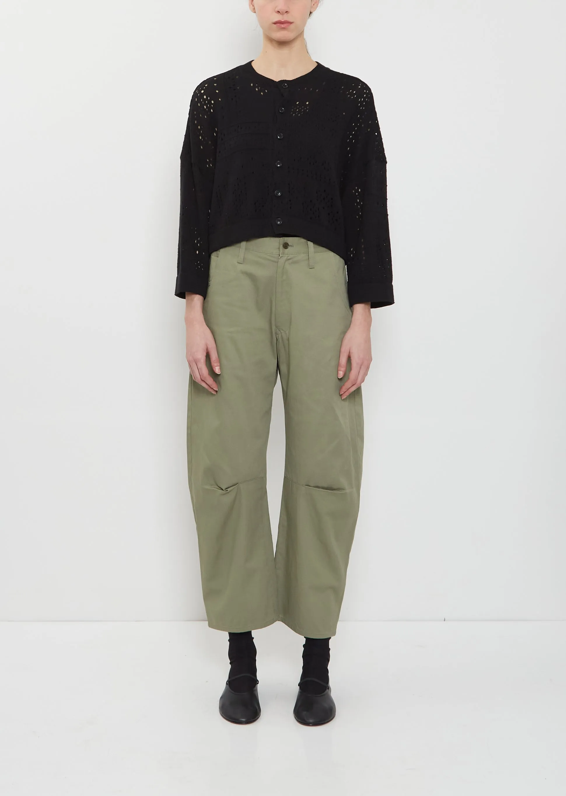 Cotton Gusset Wide Pants — Khaki sold by La Garconne