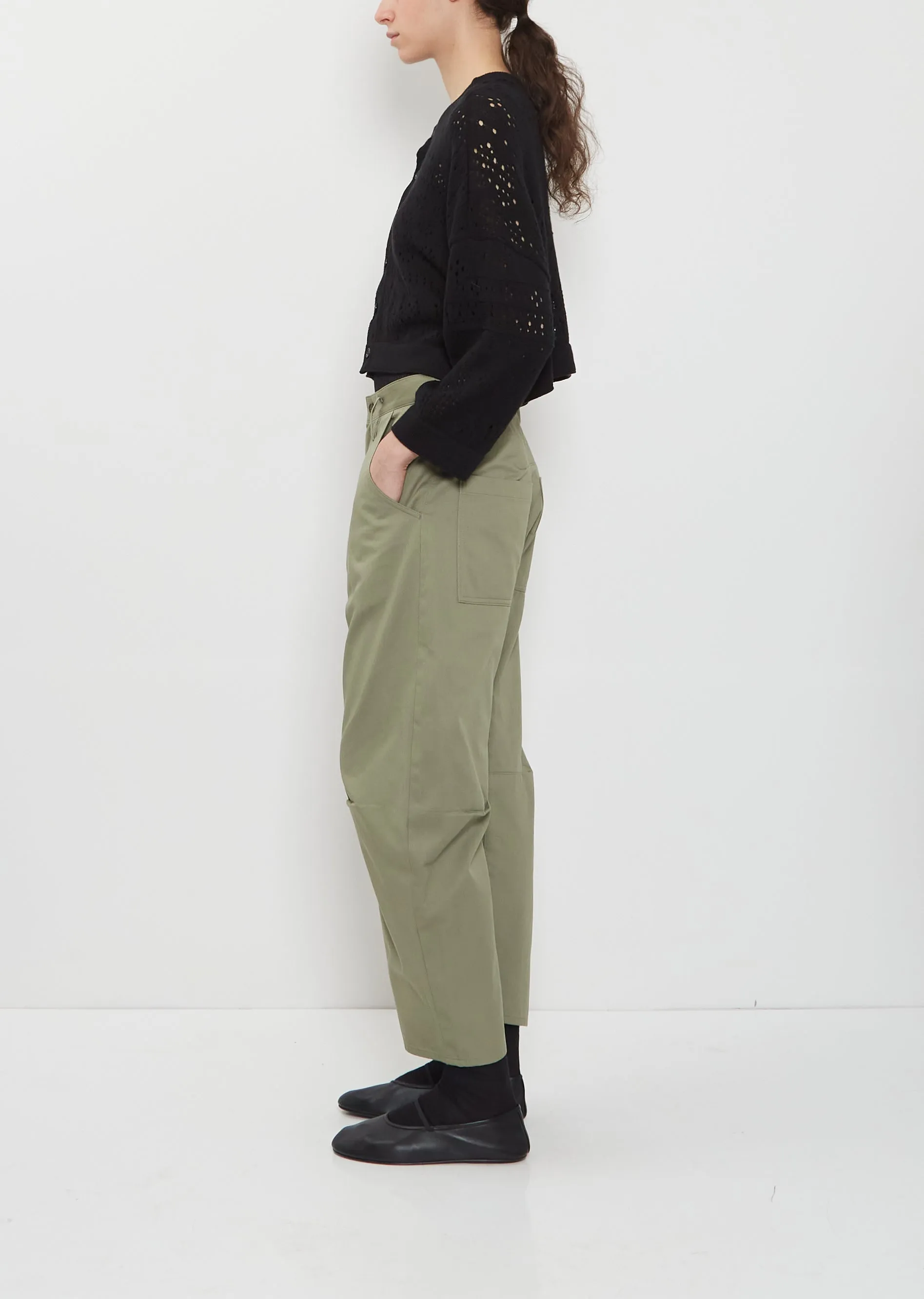 Cotton Gusset Wide Pants — Khaki sold by La Garconne product image thumbnail 2