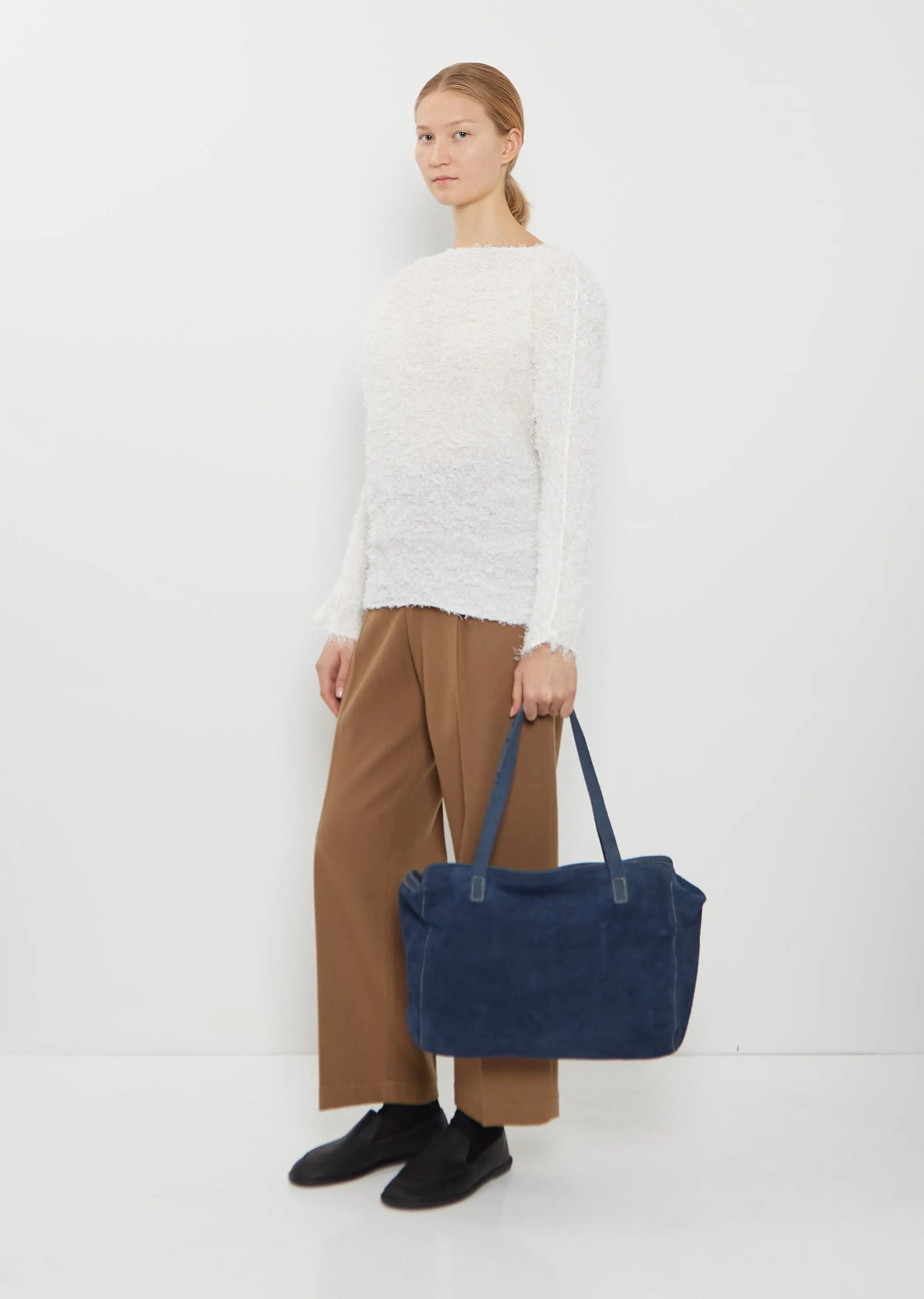 Handle Leather Bag — Navy sold by La Garconne