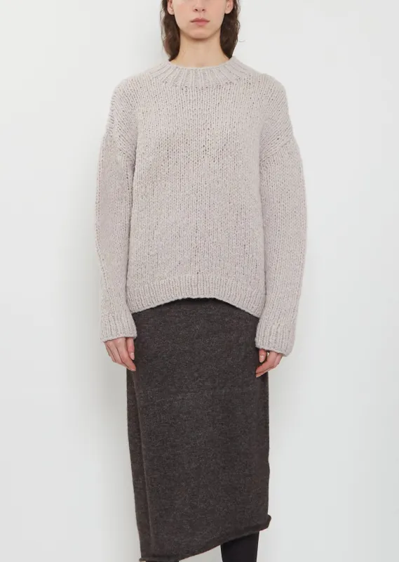 Handknit Alpaca Wool Crewneck Sweater sold by La Garconne