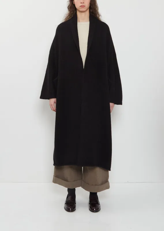 Long Shawl Alpaca Cardigan — Black sold by La Garconne