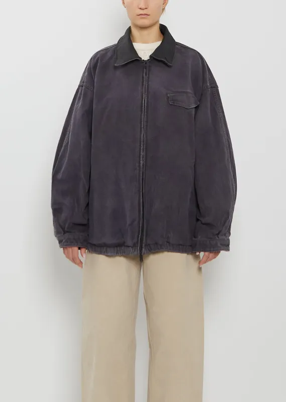 Cotton Whip Chord Vintage Zip Jacket — Black sold by La Garconne