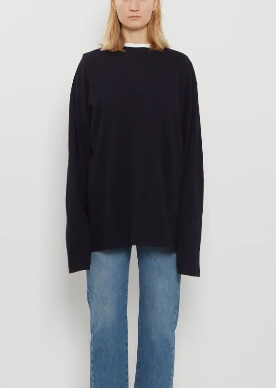 n°452 Rock Cotton Cashmere Top — Navy sold by La Garconne