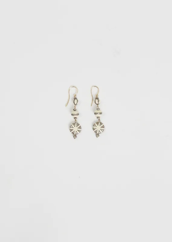 Globetrotter White Enamel Diamond Earring sold by La Garconne