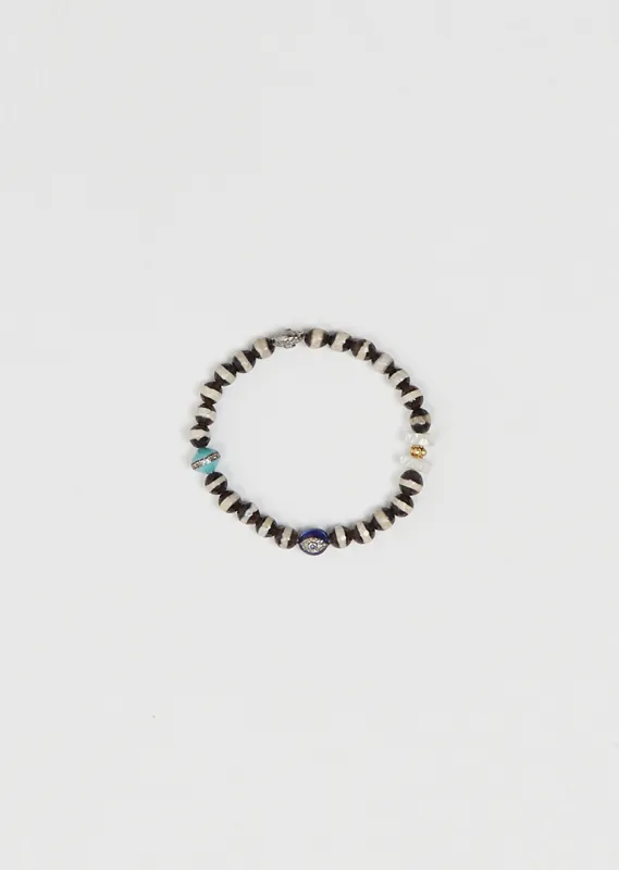 Black Agate Stripe Beaded Bracelet sold by La Garconne
