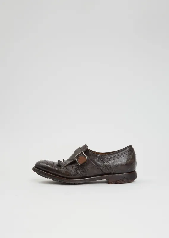 Shanghai Distressed Leather Loafer — Ebony sold by La Garconne