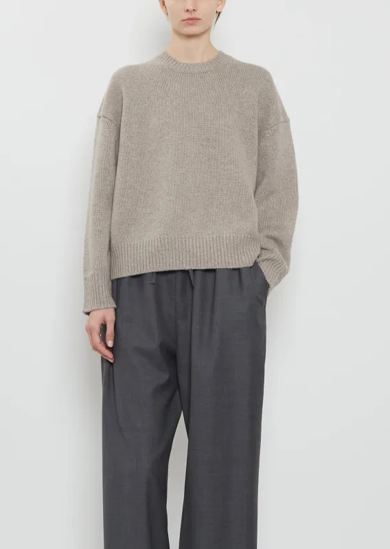 Pia Cashmere Crewneck Sweater — Stone Melange sold by La Garconne