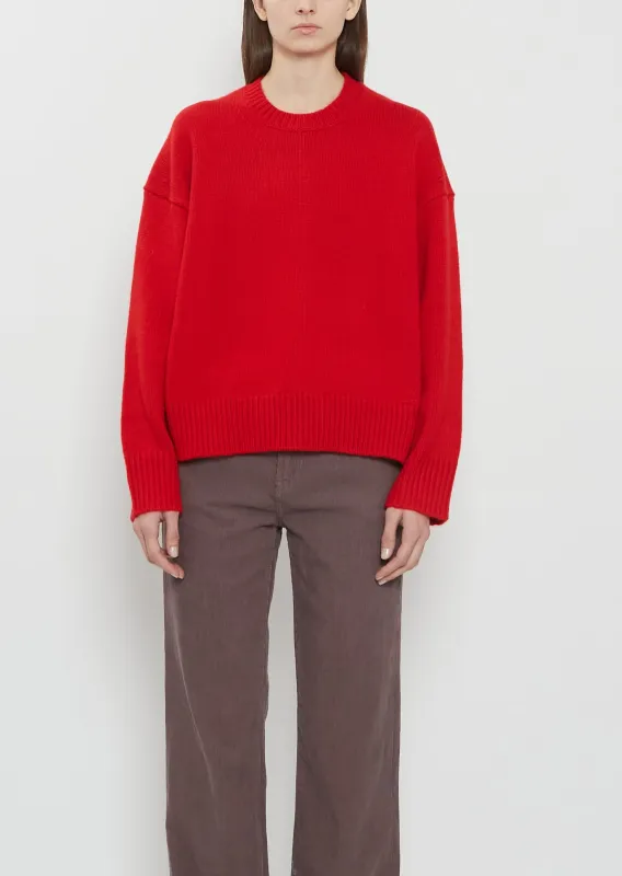 Pia Cashmere Crewneck Sweater — Red sold by La Garconne