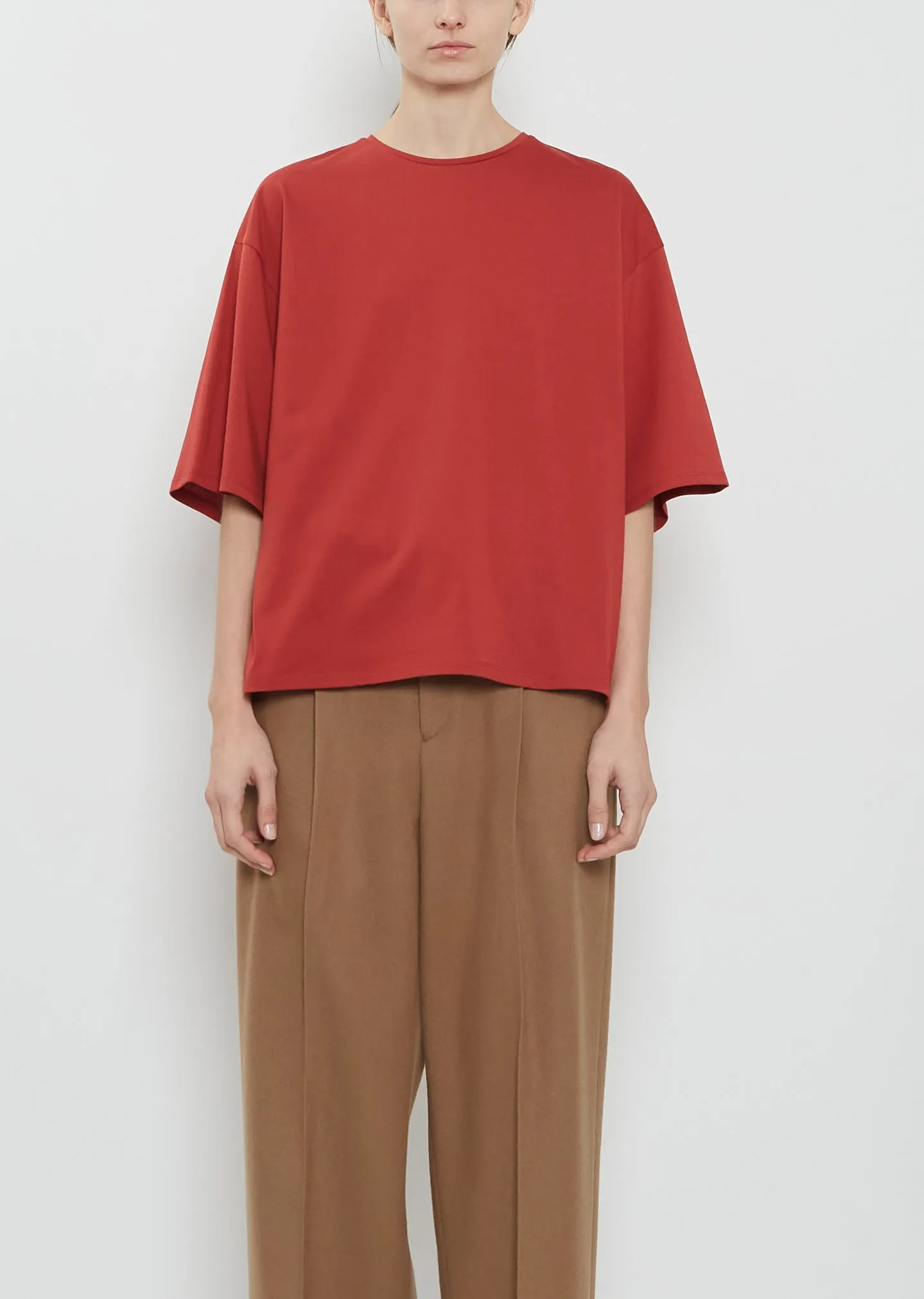 Osis Boxy Cotton T-Shirt — Red sold by La Garconne