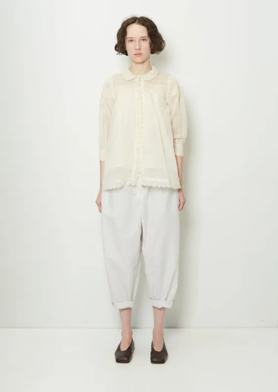 Cotton & Silk Lace Button Up Shirt made by La Garconne