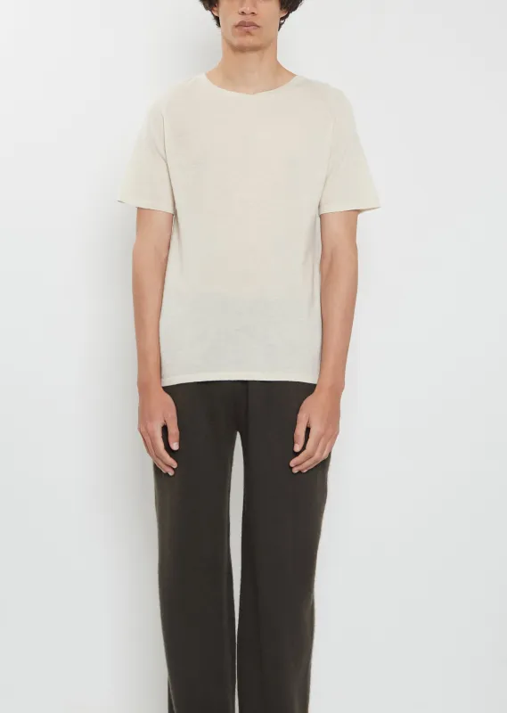 Raglan Cashmere T-Shirt Mono — Chalk sold by La Garconne