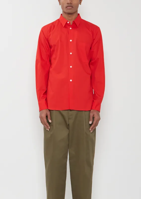 Classic Collar Cotton Shirt — Red sold by La Garconne
