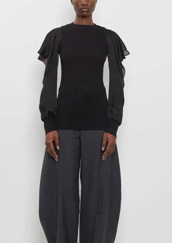 Satin x Cotton Knit Pullover sold by La Garconne