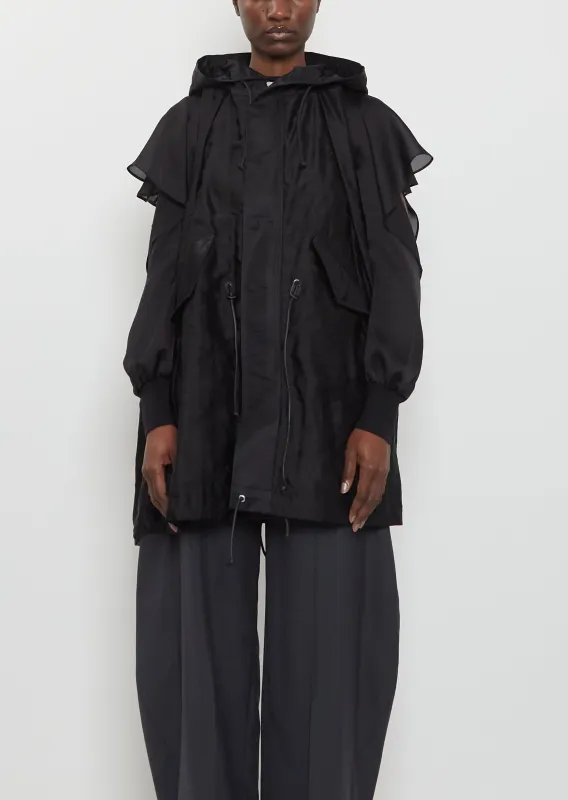 Hooded Quilted Satin Vest made by Sacai