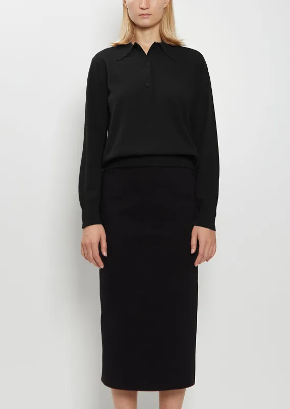 Sid Wool Cotton Knit Polo — Black sold by La Garconne