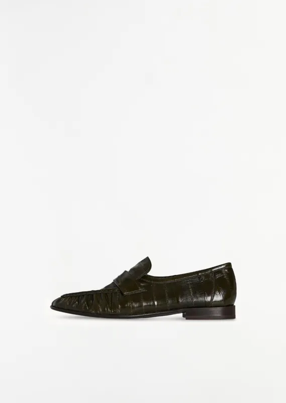Soft Eel Leather Loafer — Olive sold by La Garconne