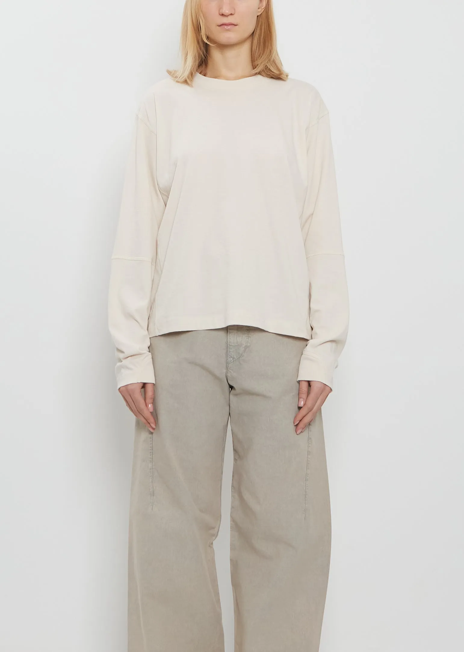 Coverstitch Long Sleeve Cotton T-Shirt sold by La Garconne