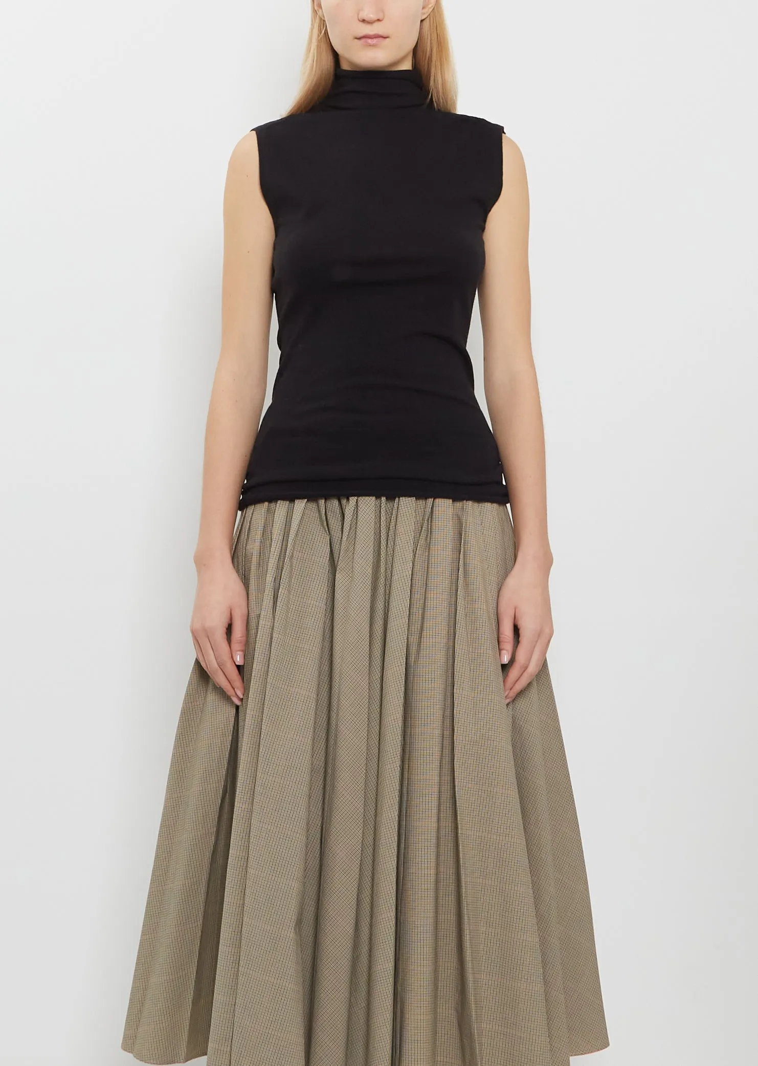 Roll-Neck Merino Wool Tank — Black sold by La Garconne