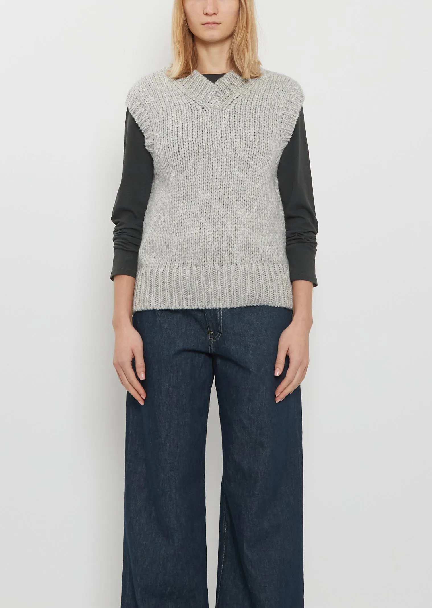 Hand Knit Alpaca Cotton Vest sold by La Garconne