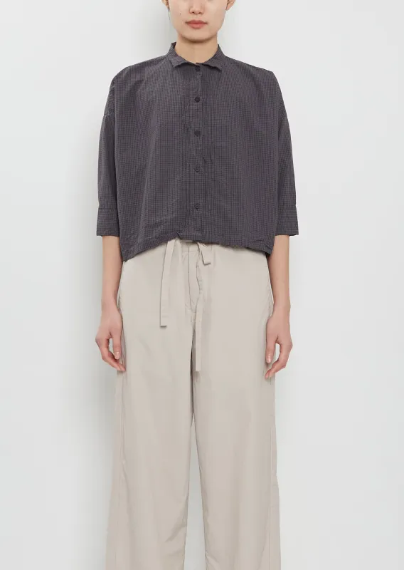 Claudia Cotton Shirt — Grey Check sold by La Garconne
