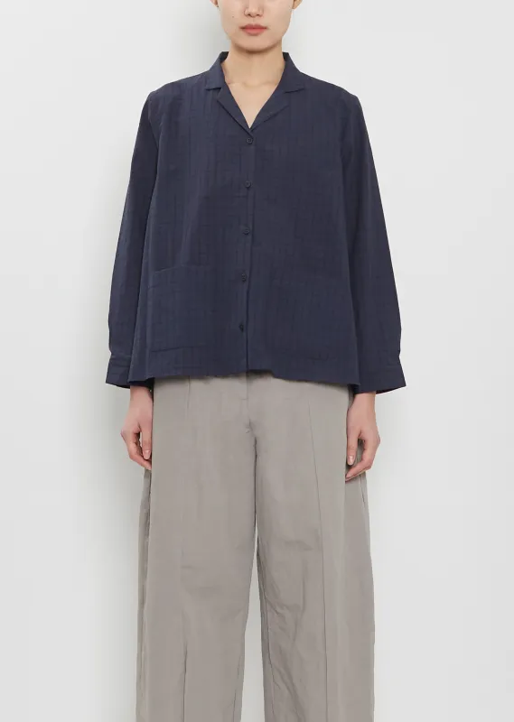 Jenny Cotton Shirt — Navy Checks sold by La Garconne