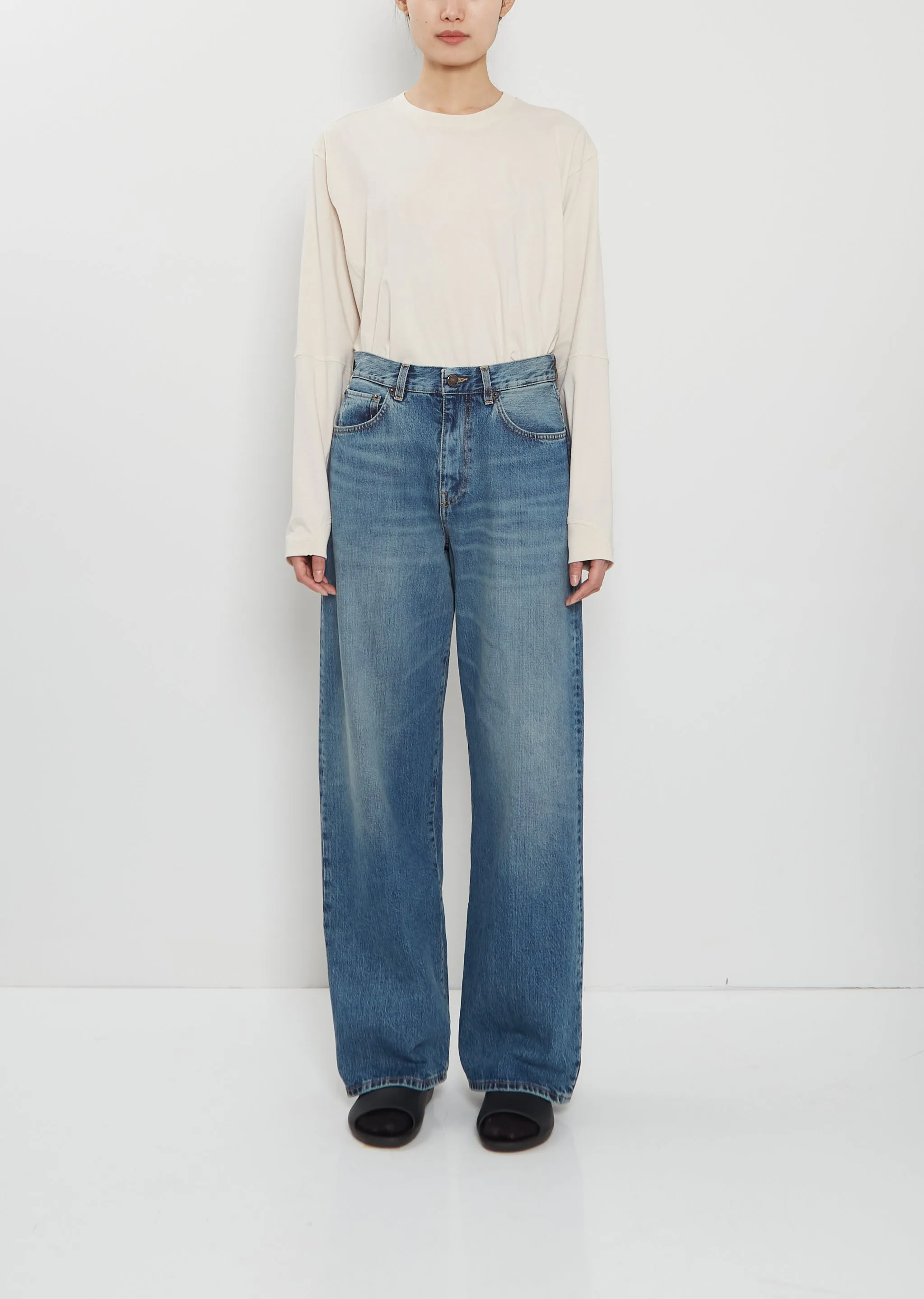 Wide Washed Denim Jean sold by La Garconne