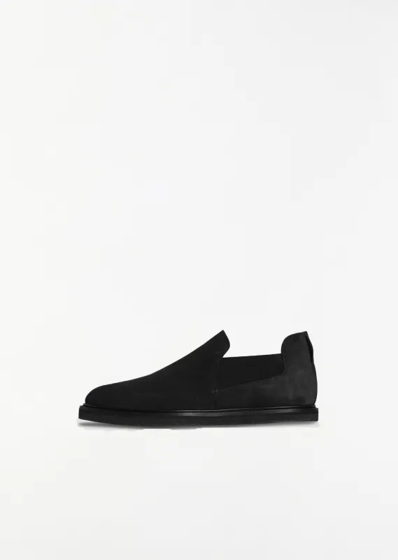 Parker Suede Slip On — Black sold by La Garconne
