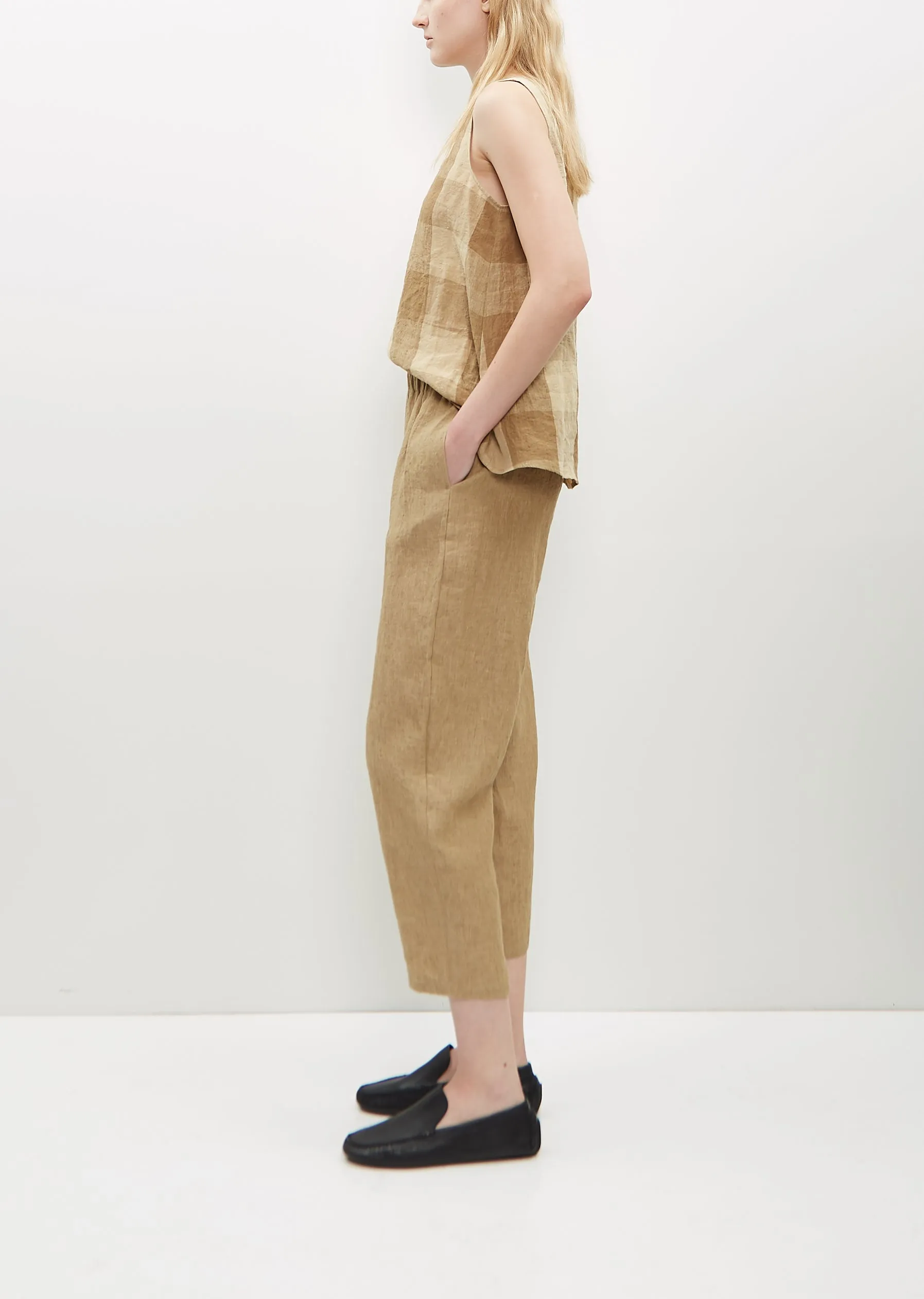 Chambray Linen Cropped Tapered Pants sold by La Garconne product image thumbnail 2