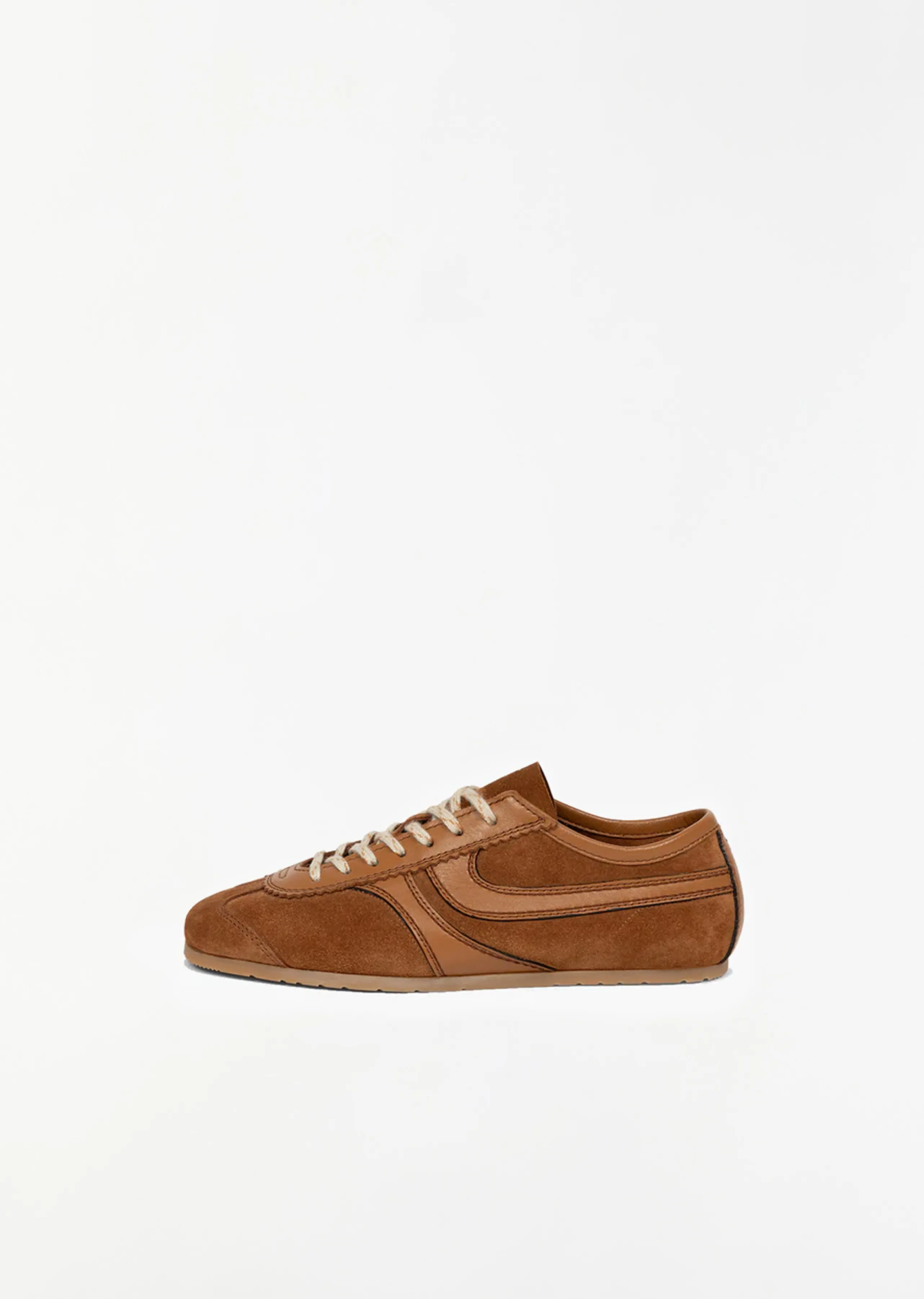 Leather Suede Trainerr — Tan sold by La Garconne