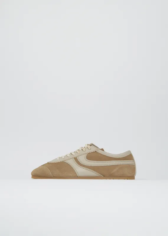 Suede Leather Trainer — Beige sold by La Garconne