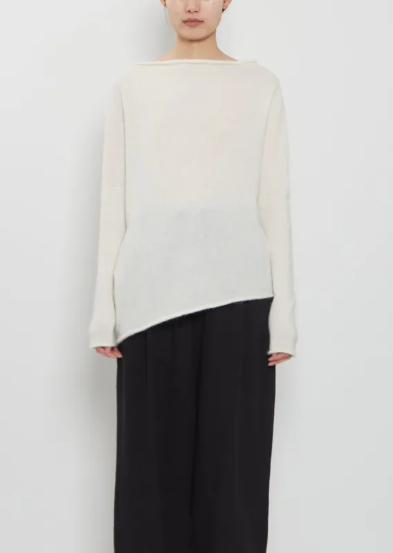 Askew Alpaca Boatneck — Raw White sold by La Garconne