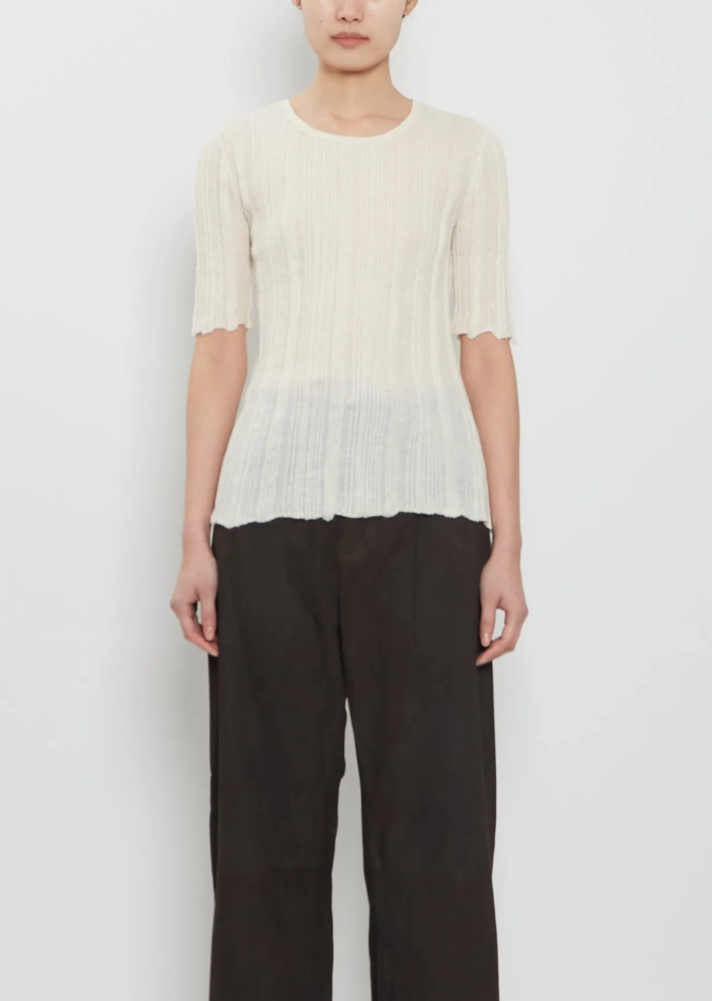 Plisse Alpaca Silk Tee sold by La Garconne