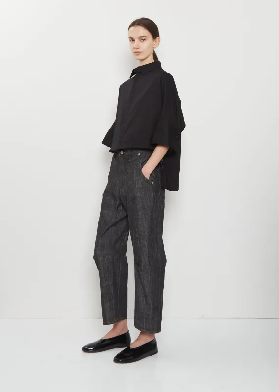 Raw Denim Wide Pants — Black sold by La Garconne
